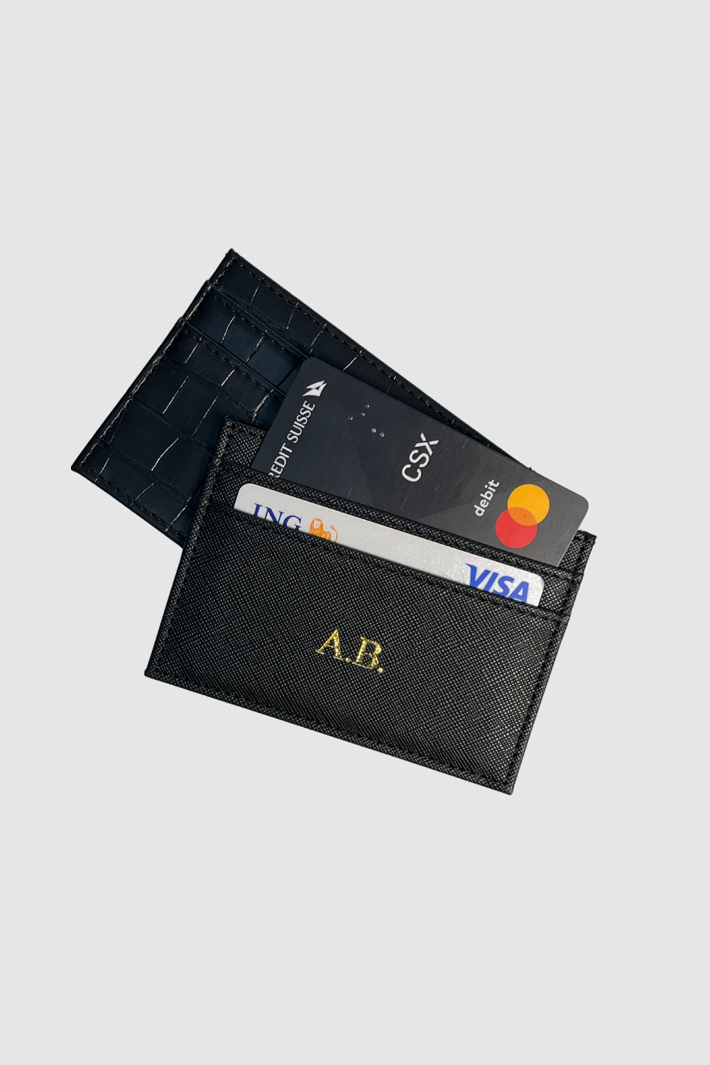 The Card Holder Croco Negru