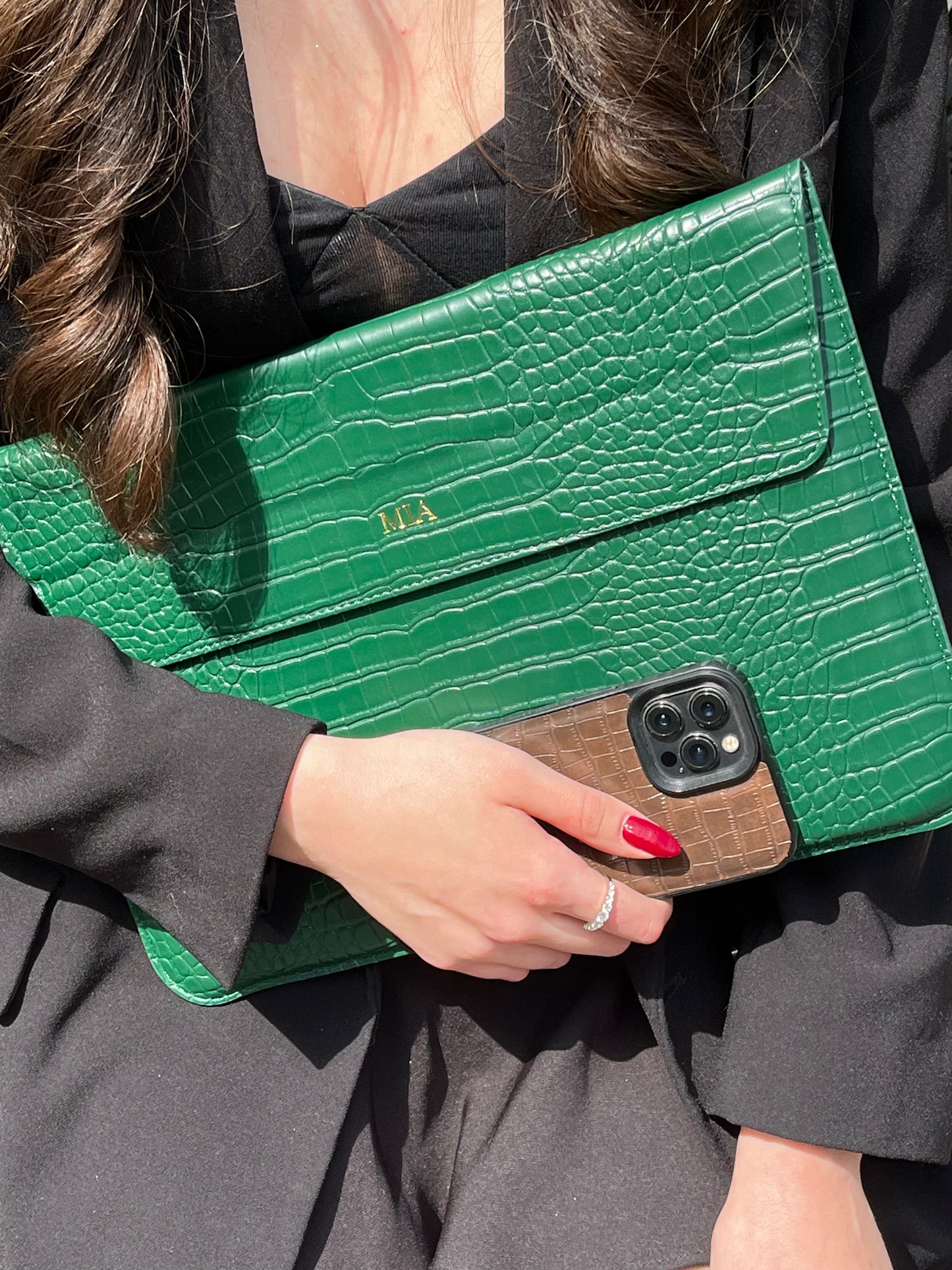 The Croco Laptop Verde Emerald