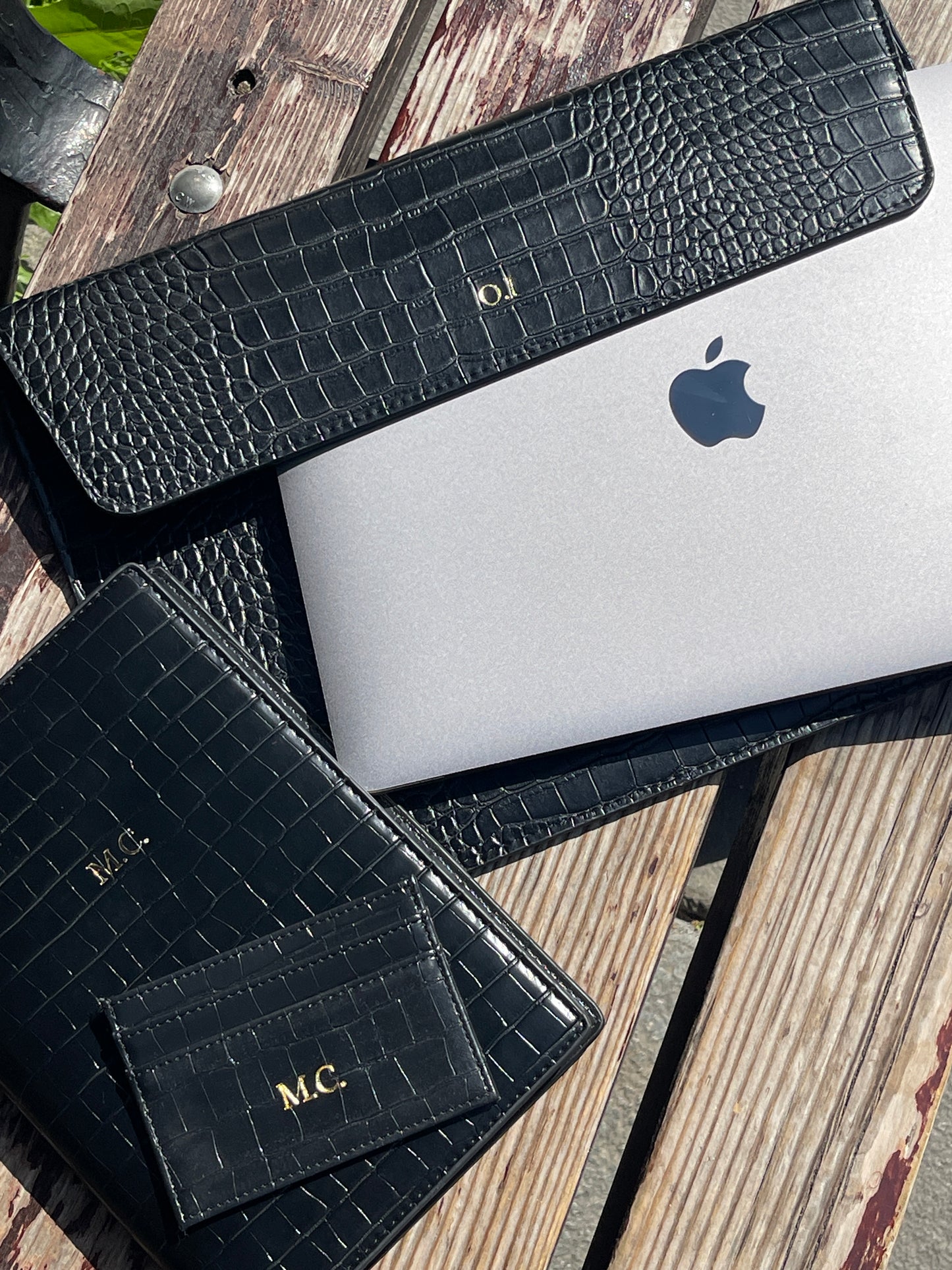 The Card Holder Croco Negru