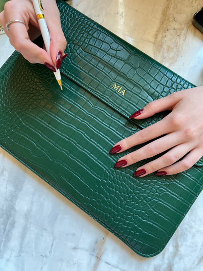The Croco Laptop Verde Emerald