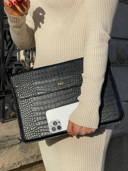 The Croco Laptop Negru